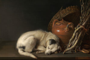 Gerrit Dou, A Sleeping Dog, 1650 Oil on panel, 6.4 x 8.5 in Museum of Fine Arts Boston