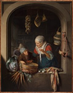 Gerrit Dou, Herring Seller and Boy, 1664 Oil on panel, 17.1 x 13.5 in Leiden Collection, The Netherlands