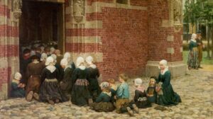 Sir George Clausen, High Mass at a Fishing Village on the Zuyder Zee, Holland, 1876 Oil on canvas, 18.5 x 32.9 in Nottingham Museums, UK