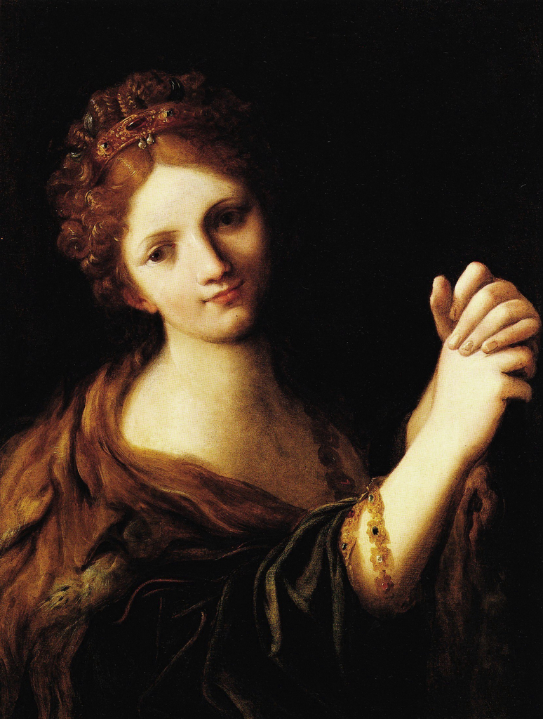 Ludovico Carracci, Queen Omphale of Lydia, 1606 - 1607 Oil on canvas, 31.9 x 24.8 in Fondazione Mondadori, Reggio Emilia, Italys