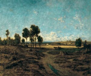 Théodore Rousseau, View of the Plain of Montmartre, c 1848 Oil on panel, 23.4 x 28.3 in Thyssen-Bornemisza Museum, Madrid