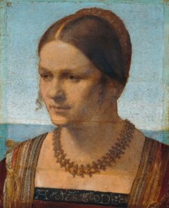 Albrecht Dürer, Portrait of a Young Venetian Woman, 1506 Oil on wood panel, 11.2 x 8.4 in Gemäldegalerie Berlin