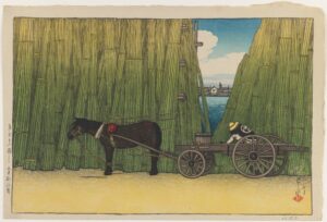 Kawase Hasui, Bamboo Yard, Shiobara, c 1933, Color woodblock print, 10.3 × 15.2 in, Brooklyn Museum, Brooklyn, NY