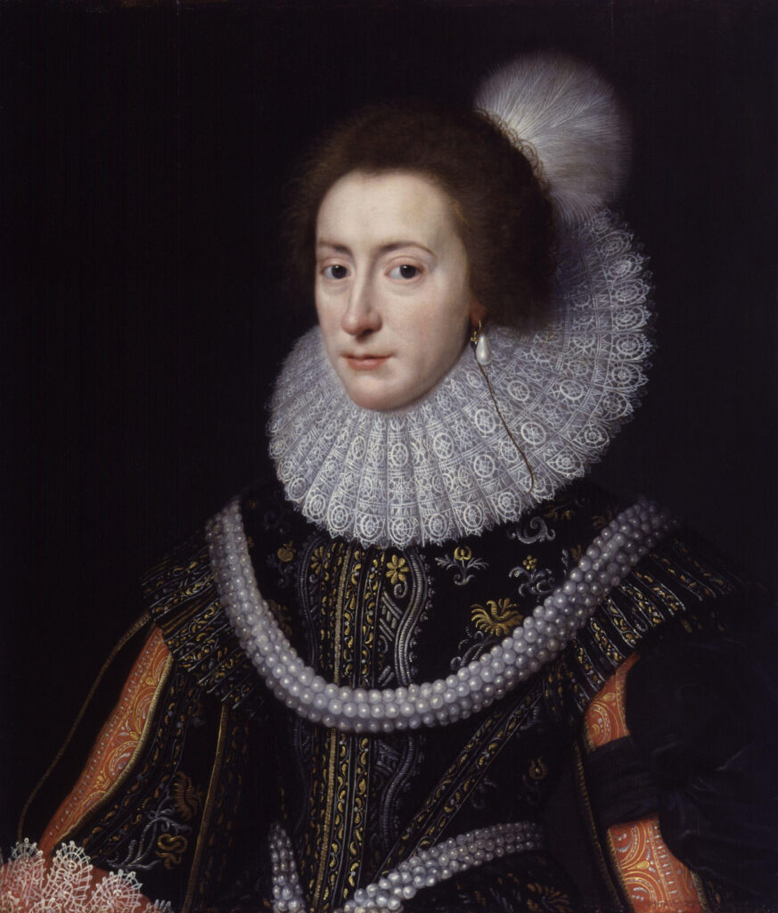 Michiel Jansz. van Mierevelt, Elizabeth Stuart, Queen of Bohemia and Electress Palatine, c 1623 Oil on canvas, 27.5 x 23.5 in National Portrait Gallery, London