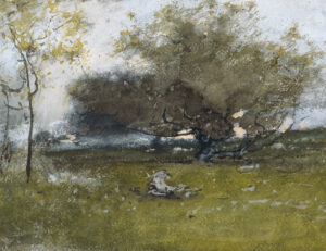 George Inness, Old Apple Trees, c 1880 - 1885 Watercolor and gouache on paper, 10 x 12.9 in Amon Carter Museum of American Art, Fort Worth