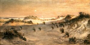 Henry Ossawa Tanner, Sand Dunes at Sunset, Atlantic City, c 1885 Oil on canvas, 15.5 x 24.3 in Smithsonian American Art Museum, Washington