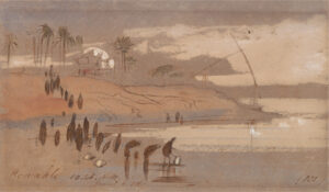 Edward Lear, Howakte 10.45 AM, 1867 Watercolor with pen in brown ink and gouache over graphite on wove paper, 3 1/8 x 5 1/4 inches Yale Center for British Art, New Haven, Connecticut.