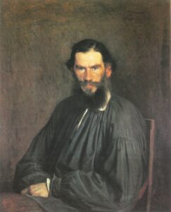 Portrait of Leo Tolstoy, 1873 Oil on canvas, 31.5 x 39.4 in Tretyakov Gallery, Moscow