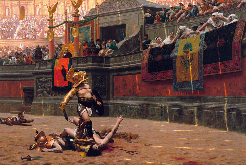 Jean-Léon Gérôme, Thumbs Down, 1872 Oil on canvas, 37.9 x 58.7 in Phoenix Art Museum