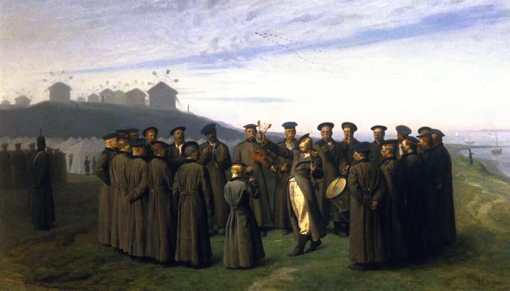 Jean-Léon Gérôme, Recreation in a Russian Camp, 1855 Oil on canvas, 23.2 x 39.7 in Private collection