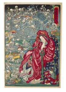 Kawanabe Kyōsai, Hell Courtesan, c 1870s Woodblock print, 14 x 10 in Harvard Art Museums, Cambridge, MA