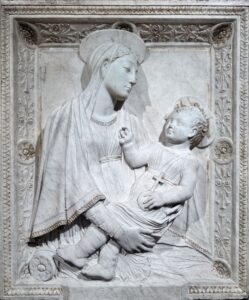 Mino da Fiesole, Virgin and Child, c 1464–1469 Marble relief, 37.3 × 23 in Metropolitan Museum of Art, New York