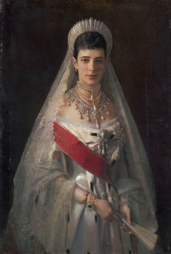 Empress Maria Feodorovna, 1882 Oil on canvas, 23.8 x 18.9 in Tretyakov Gallery, Moscow