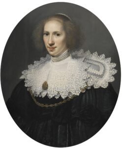 Michiel Jansz. van Mierevelt, Portrait of a Lady with a Lace Collar and Pearls, before 1641 Oil on panel, 27.5 x 22.7 in Private collection