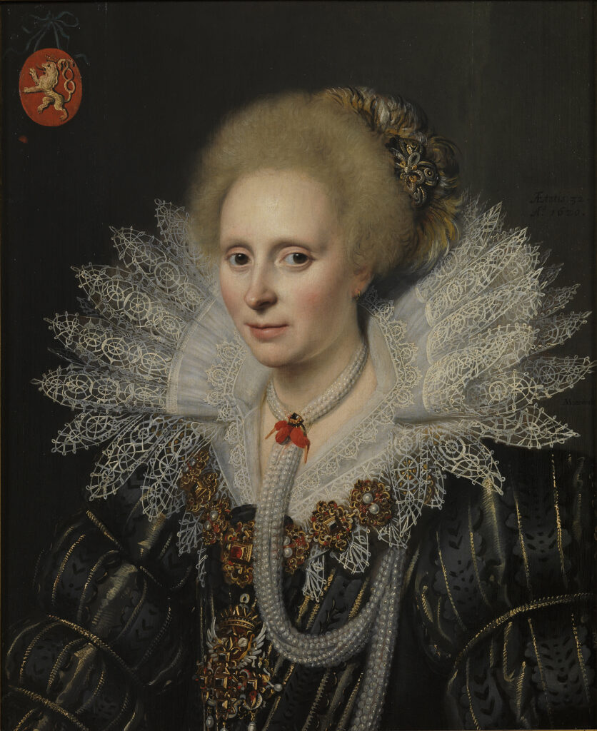 Michiel Jansz. van Mierevelt,Portrait of a lady of the van Beijeren van Schagen Family, 1620 Oil on canvas, 24.8 x 20 in Museo del Prado, Madrid