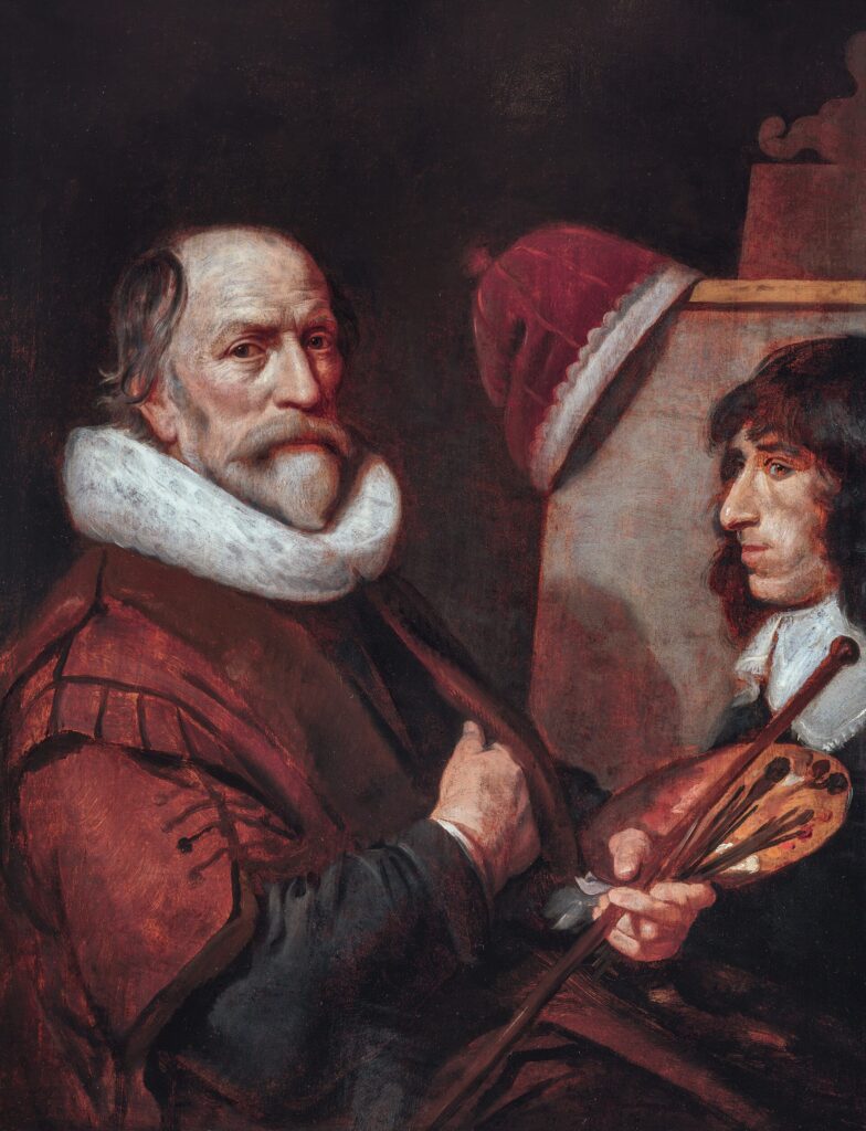 Michiel Jansz. van Mierevelt, Self-Portrait Painting His Grandson, 1640 - 1641 Oil on panel, 34.2 x 26.1 in Prinsenhof, Delft
