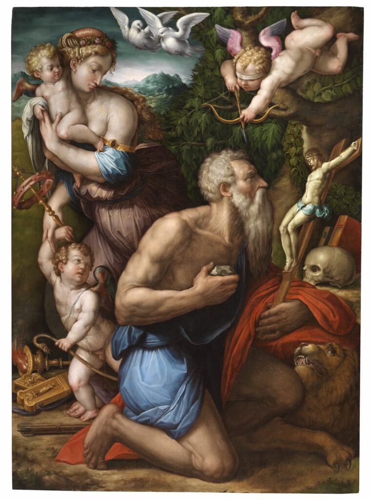 Giorgio Vasari, Temptations of St Jerome, 1541 Oil on panel, 66.9 x 48.2 in Palazzo Pitti, Florence
