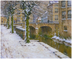 Emmanuel Viérin, Bridge in the Snow at Diksmuide, 1946 Oil on canvas, 39.4 x 31.5 in Private Collection