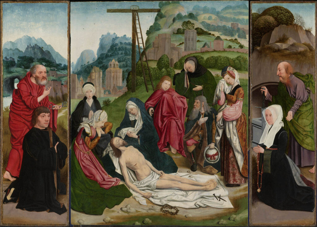 Jan Mostaert, Triptych with the Lamentation, c 1510–1515 Oil on panel, 24.8 x 35.4 in Rijksmuseum, Amsterdam