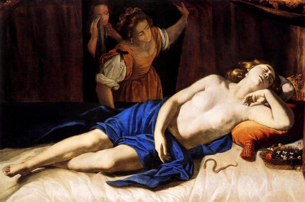 Artemisia Gentileschi, Cleopatra, 1633 – 1635 Oil on canvas, 46 x 69 in Private Collection, Rome