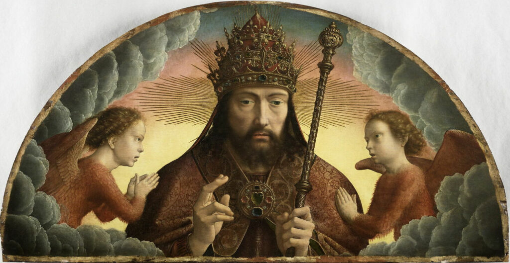 Gerard David, God the Father Blessing, 1506 Oil on wood, 18.1 x 34.6 in Musée du Louvre, Paris