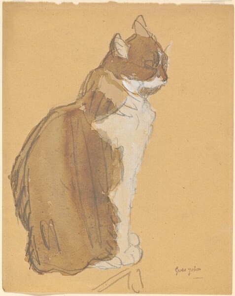 Gwen John, Cat with a White Front, 1910 – 1915 Gouache, watercolor, and graphite on tan laid paper, 8.6 x 6.8 in National Gallery of Art, Washington DC