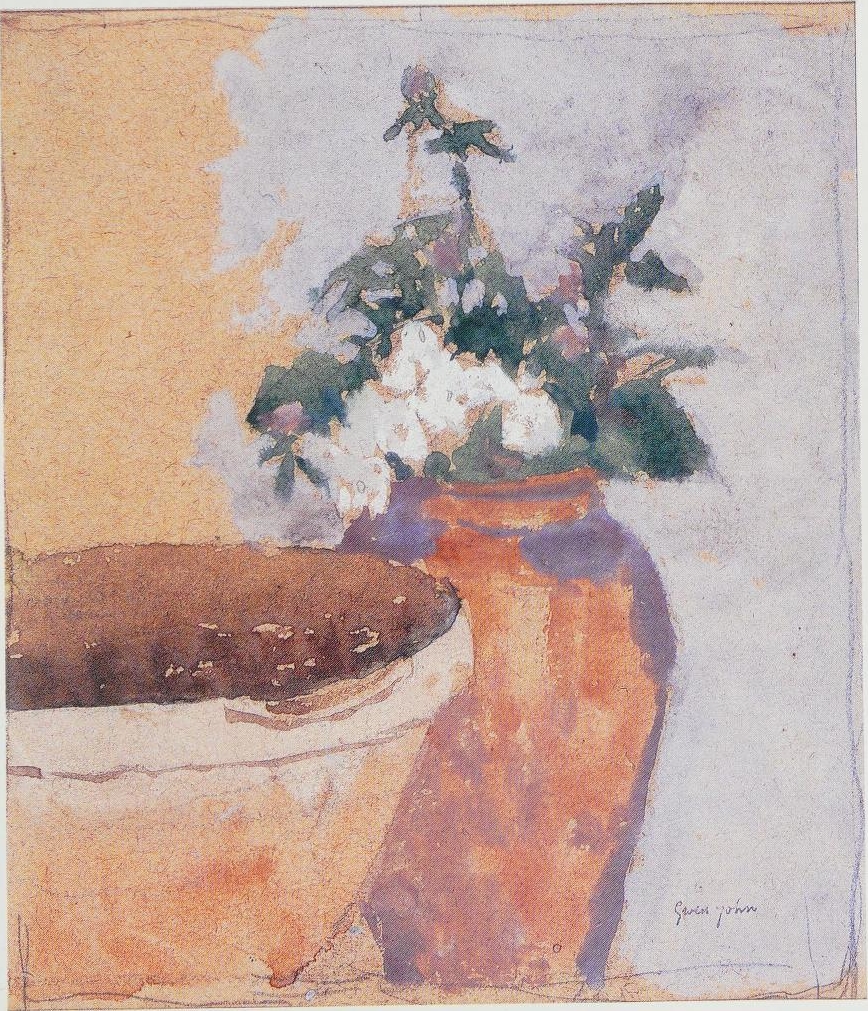 Gwen John, Brown Bowl and Flowers in a Brown Vase, c 1920 Watercolor on paper, 8.9 x 10 in Yale Center for British Art, New Haven, CT