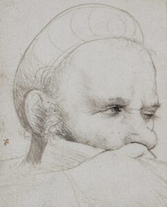 Hans Holbein the Elder, The Head of a Crossbowman Taking Aim, 1514–1515 Silverpoint, ink and white bodycolor on prepared paper, 4.7 x 3.8 in Statens Museum for Kunst, Copenhagen