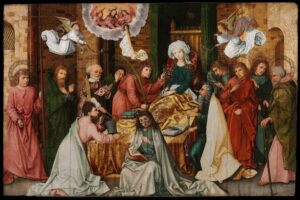 Hans Holbein the Elder, The Dormition of the Virgin, c 1495–1500 Oil on oak panel, 59.1 x 90 in Museum of Fine Arts, Budapest