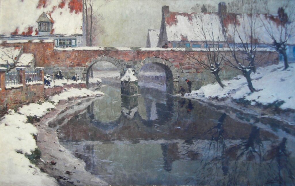 Emmanuel Viérin, Bridge at Heule Watermill, c 1930 Oil on canvas, 61 x 38.2 in Private Collection