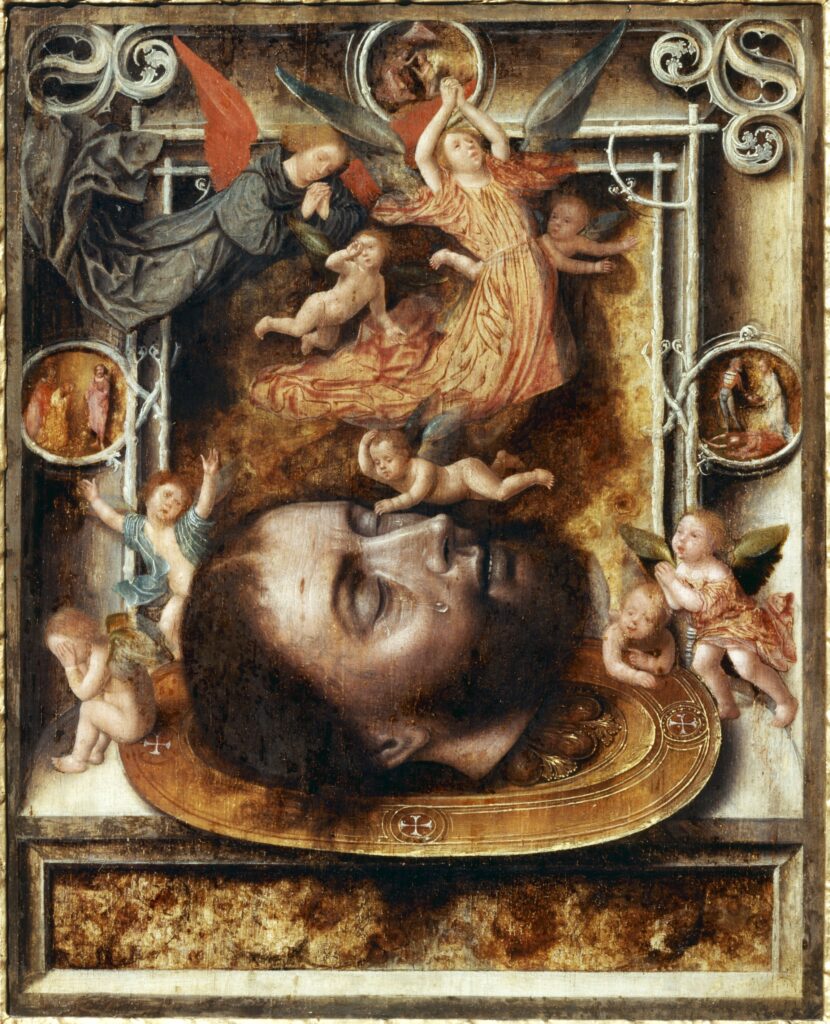 Jan Mostaert, The Head of Saint John the Baptist, 1526–1550 Oil on panel, 16.1 x 12.9 in Location unknown