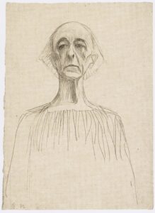 Gustav Klimt, Bust-Length Portrait of a Man from the Front, 1903–1907 Black chalk, 17.3 x 12.7 in Vienna Museum Karlsplatz