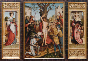 Hans Holbein the Elder, Martyrdom of Saint Sebastian, c 1516 Oil on panel, 60.2 x 42.1 in Alte Pinakothek, Munich