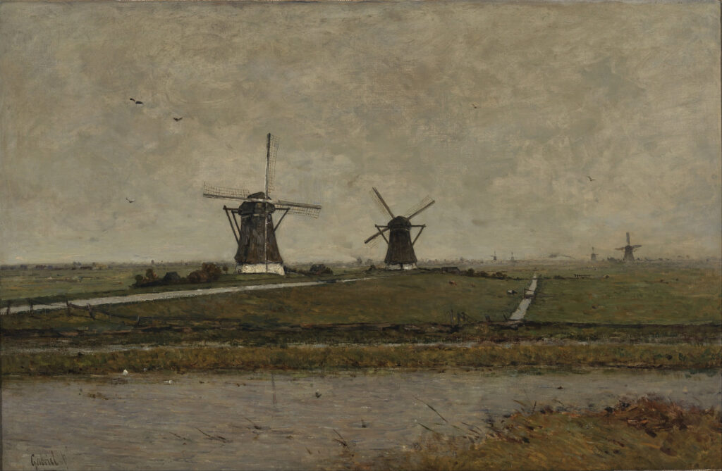 Paul Gabriël, Polder with Mills near Overschie, c 1880 – 1900 Oil on canvas, 26 x 40.2 in Museum Boijmans Van Beuningen, Rotterdam