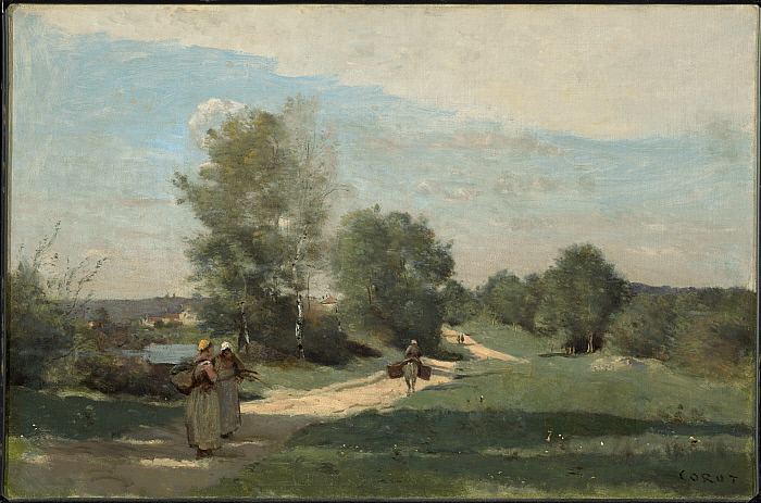 Camille Corot, Road by the Water, c 1865–1870 Oil on canvas, 15.9 x 23.8 in Clark Art Institute, Williamstown