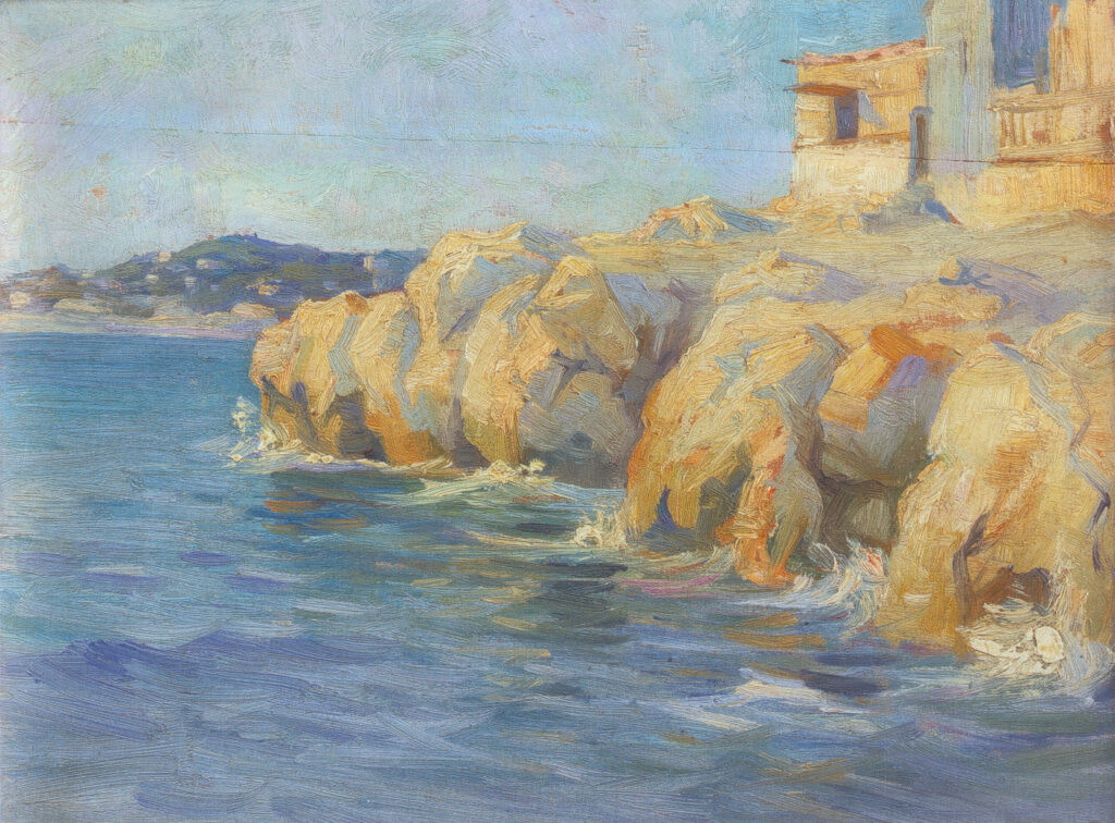 Emmanuel Viérin, Rocks at La Madrague, 1896 Oil on panel, 12.6 x 9.4 in Private Collection