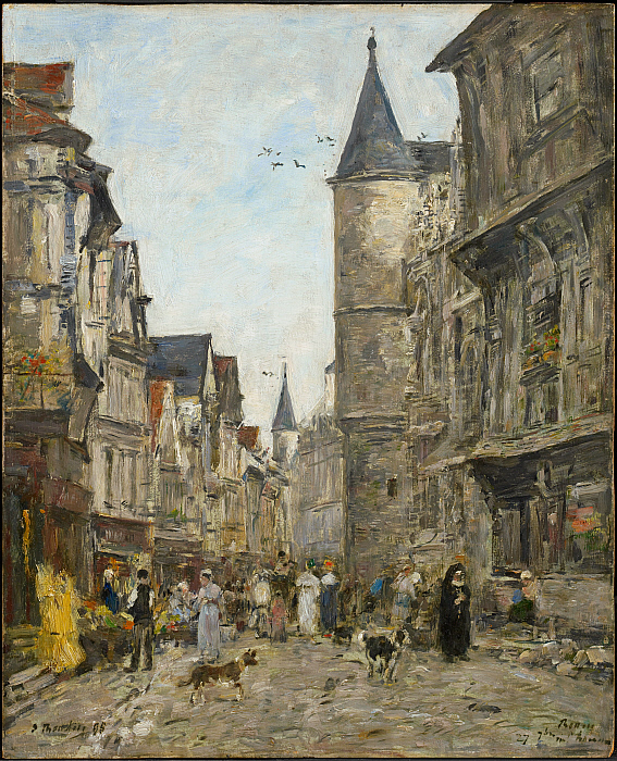 Eugène Boudin, Rue Saint-Romain, Rouen, 1895 Oil on panel, 18.1 x 14.6 in Clark Art Institute, Williamstown