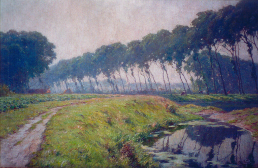 Emmanuel Viérin, Pond – Summer Canal (Strobrugge), 1910 Oil on canvas, 59.1 x 39.4 in Private Collection