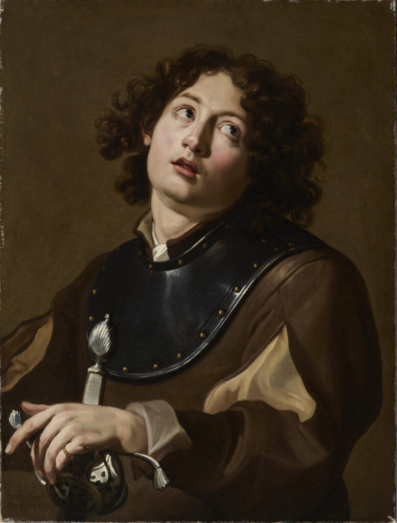 Theodoor Rombouts, A Young Soldier, 1624 Oil on canvas, 22.2 x 29.5 in Private Collection