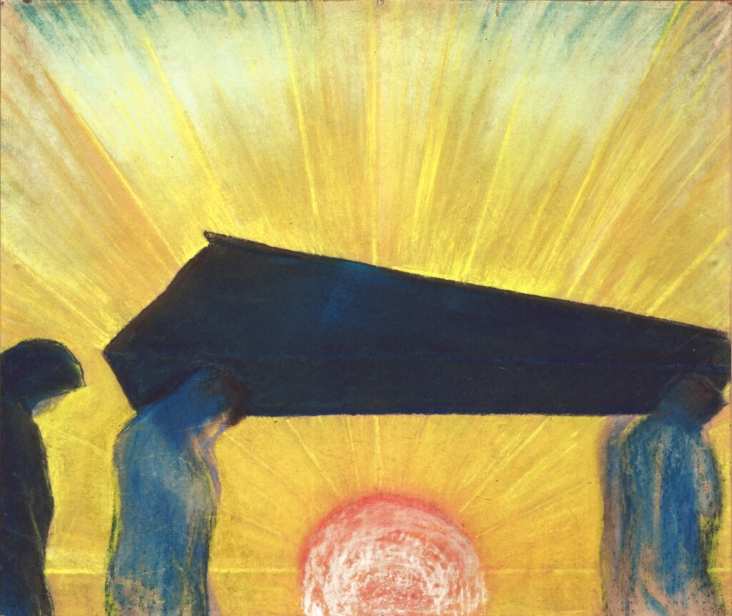 Mikalojus Konstantinas Čiurlionis, Funeral Symphony II, 1903 Pastel on paper, 24.5 × 28.7 in M. K. Čiurlionis National Museum of Art, Kaunas, Lithuania