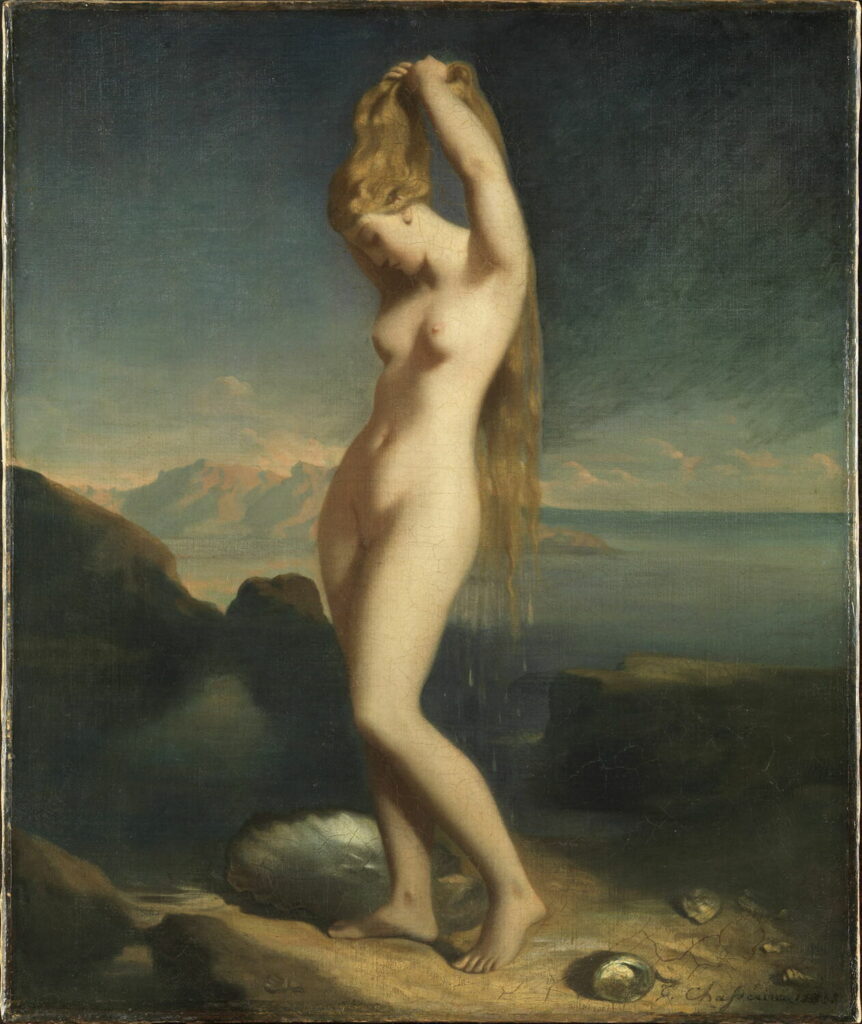 Théodore Chassériau, Venus Anadyomene/Venus of the Sea, 1838 Oil on canvas, 25.8 × 21.7 in Musée du Louvre, Paris