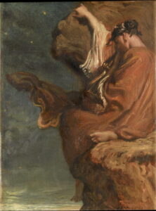 Théodore Chassériau, Sappho Throwing Herself into the Sea from the Leucadian Rock, 1849 Oil on wood, 10.8 × 8.5 in Musée d’Orsay, Paris