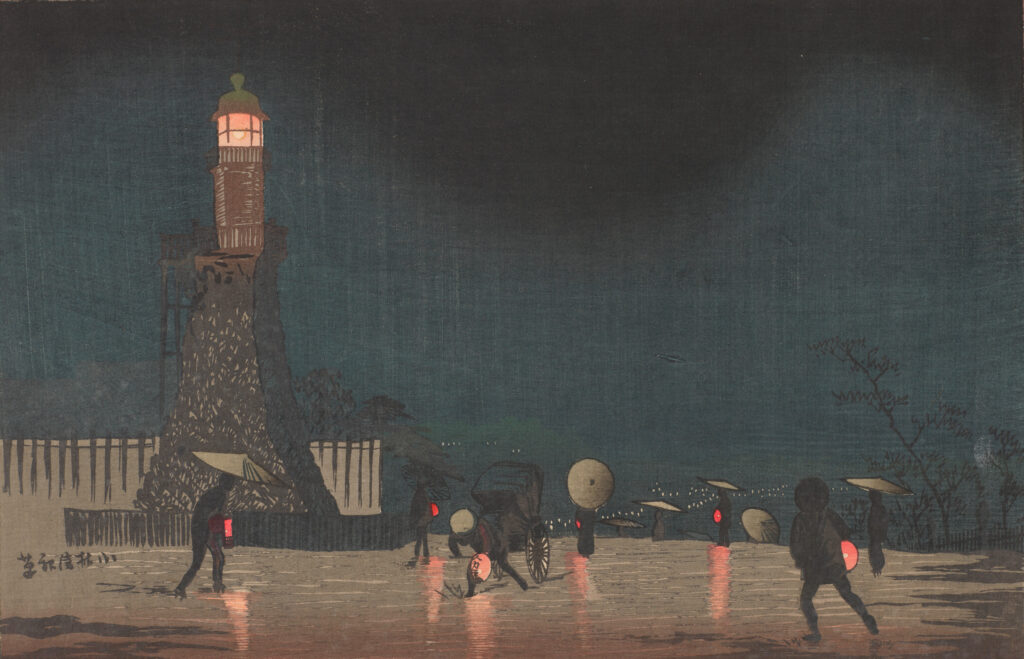 Kobayashi Kiyochika, May Evening on Kudanzaka, 1880 Color woodblock print, 8.1 × 12.6 in Los Angeles County Museum of Art