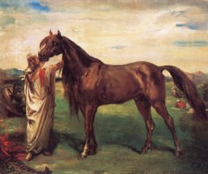 Théodore Chassériau, Hadji, Arab Stallion from Constantine Provence, 1853 Oil on cradled panel, 24 × 29.1 in Palais des Beaux-Arts de Lille