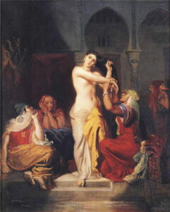 Théodore Chassériau, Moorish Woman Leaving the Bath/Interior of a Harem, 1854 Oil on canvas, 26.4 × 21.3 in Musée des Beaux-Arts de Strasbourg