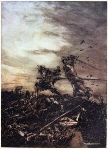 Arthur Rackham, The Romance of King Arthur, plate 330, 1917 Book illustration The Romance of King Arthur, Macmillan, 1917