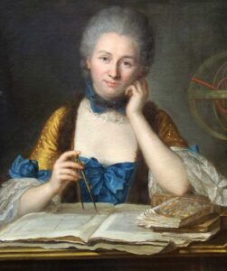 Presumed Portrait of Madame du Châtelet at her Desk, detail, 18th century Oil on canvas, 47.2 x 39.4 in Private Collection