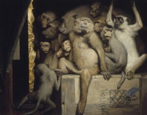 Gabriel von Max, Monkeys as Judges of Art, 1889 Oil on canvas, 33.3 x 42.3 in Neue Pinakothek, Munich