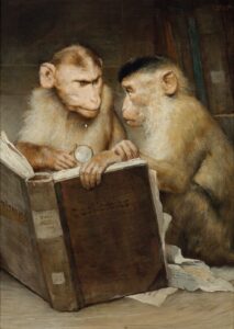 Gabriel von Max, The Scholars, Unknown date Oil on canvas, 23.8 x 17.7 in Private Collection