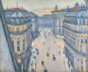 Gustave Caillebotte, Rue Halévy, View from the Sixth Floor, 1878 Oil on canvas, 23.6 x 28.7 in Museum Barberini, Potsdam, Germany